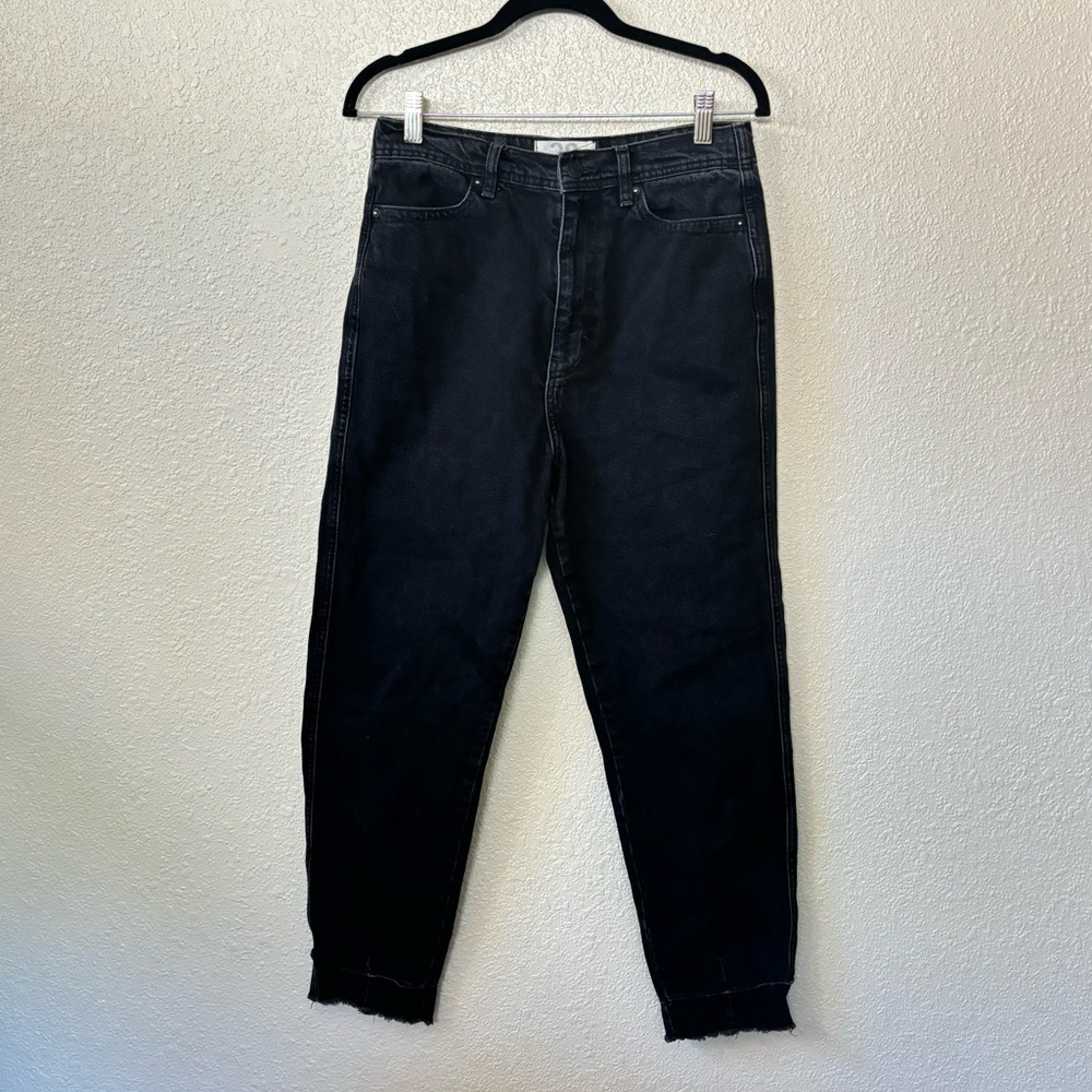 We The Free Black High Waisted Raw Hem Jeans Size 28